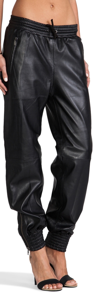 Leather joggers